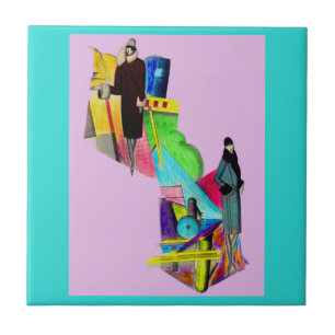 Deko-Frauen der 1930er Jahre drucken Fliese