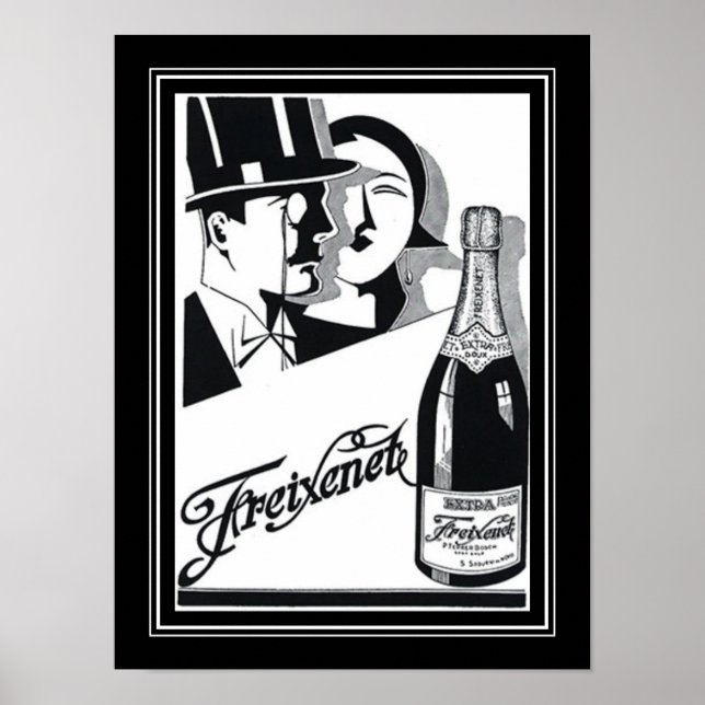 Deko Freixenet" Champagne Ad Poster aus den 1920er (Vorne)