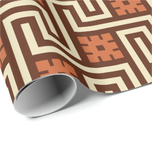Deko Griechischer Schlüssel, Braun, Beige und Rost Geschenkpapier