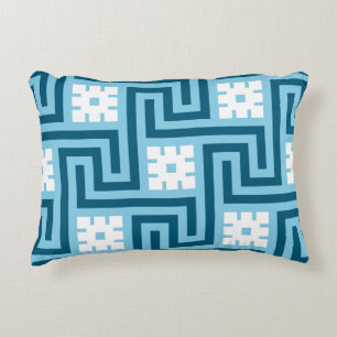 Deko Griechischer Schlüssel, Sky Blue und Navy Dekokissen