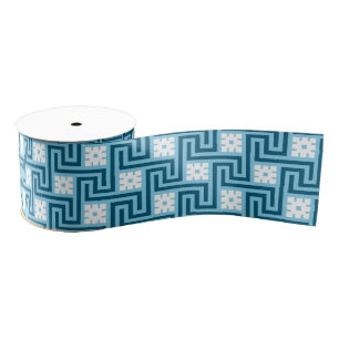Deko Griechischer Schlüssel, Sky Blue und Navy Ripsband