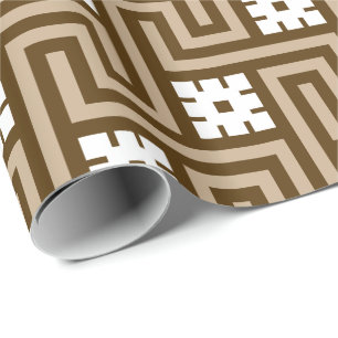Deko griechischer Schlüssel, Taupe Tan und Brown Geschenkpapier