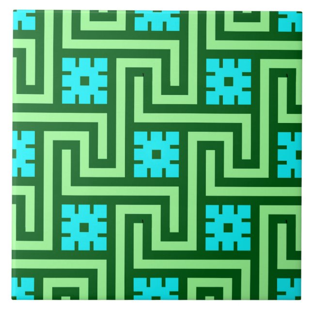 Deko-griechisches Schlüssel-, Türkis-und Jade-Grün Fliese (Vorderseite)