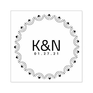 Deko Heart Rev Circular Initial Logo Hochzeits-Bri Gummistempel