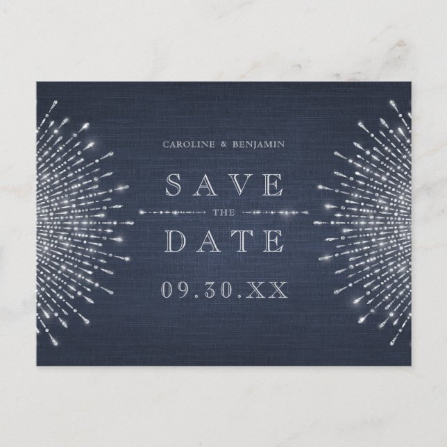 Deko-Hochzeit der Silbernacht Save the Date Ankündigungspostkarte (Vorderseite)