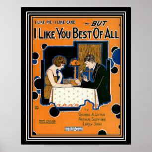 Deko "I Like You Best of All" Blatt Music Print