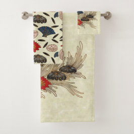 Deko im asiatischen Ozean Badhandtuch Set