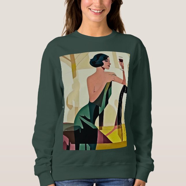 Deko Lady in Green Modern Art Sweatshirt (Vorderseite)