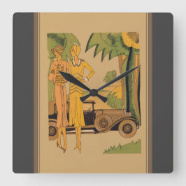 Deko Ladys and Car Quadratische Wanduhr