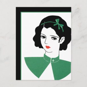 Deko-Mädchen in Grün Postkarte