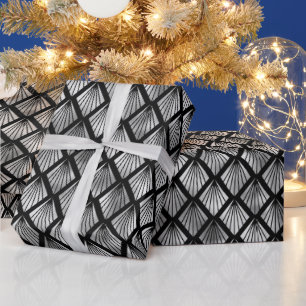 Deko-Muster aus Silber und Schwarz Diamond Geschenkpapier