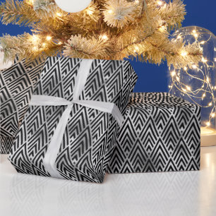 Deko-Muster aus Silber und Schwarz Diamond Geschenkpapier