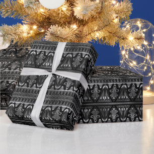 Deko-Muster aus Silber und Schwarz Geschenkpapier