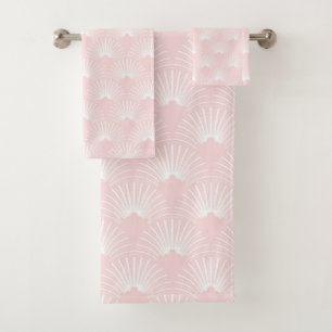 Deko-Muster in Weiß und Pastellrosa Badhandtuch Set