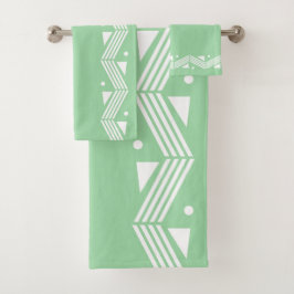 Deko Rand in grün-weiß Badehandtuch Set