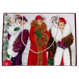 Deko Retro-Jahrgang Weihnachtsfrauen Große Geschenktüte