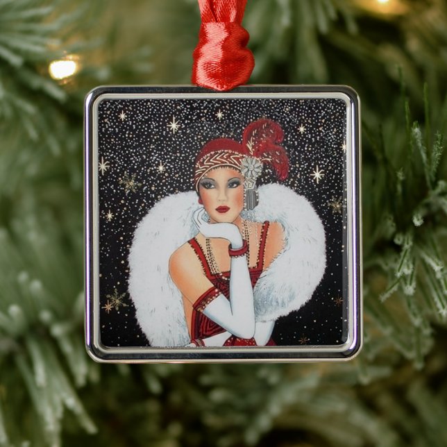 Deko Retro Weihnachtsfrau Ornament Aus Metall (Baum)