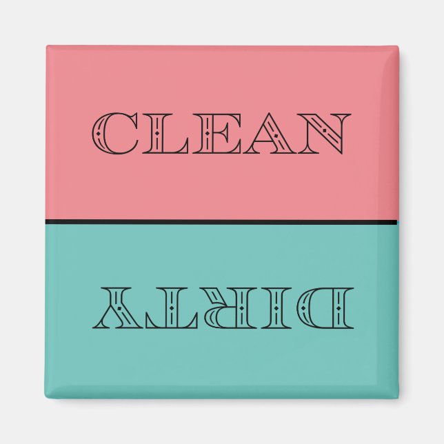 Deko Saubere Geschirrspülmaschine Magnet (rosa/Aqu (Vorne)