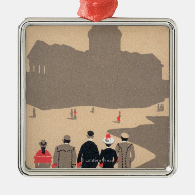 Deko SceneParis, Frankreich Le Pantheon Art Silbernes Ornament (Vorne)