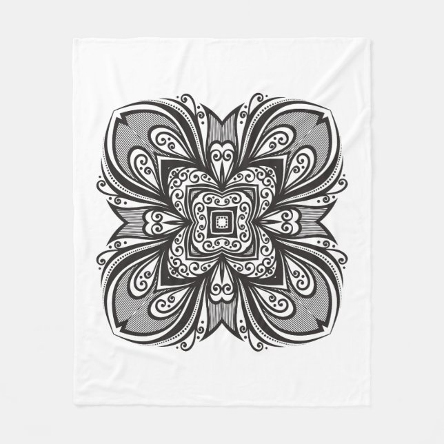 Deko-schwarzes Quadrat inspiriert Fleecedecke (Vorderseite)