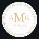 Deko Seigaiha Wedding Monogram Stickers<br><div class="desc">Elegantes,  Vintages,  inspiriertes Hochzeitsdesign von Shelby Allison. Sehen Sie sich die Deko Seigaiha Collection an,  um passende Artikel mit diesem Design anzuzeigen,  einschließlich Einladungen,  RSPp-Karten,  Aufkleber und vieles mehr.</div>