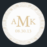 Deko Seigaiha Wedding Monogram Stickers<br><div class="desc">Elegantes,  Vintages,  inspiriertes Hochzeitsdesign von Shelby Allison. Sehen Sie sich die Deko Seigaiha Collection an,  um passende Artikel mit diesem Design anzuzeigen,  einschließlich Einladungen,  RSPp-Karten,  Aufkleber und vieles mehr.</div>