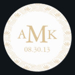 Deko Seigaiha Wedding Monogram Stickers<br><div class="desc">Elegantes,  Vintages,  inspiriertes Hochzeitsdesign von Shelby Allison. Sehen Sie sich die Deko Seigaiha Collection an,  um passende Artikel mit diesem Design anzuzeigen,  einschließlich Einladungen,  RSPp-Karten,  Aufkleber und vieles mehr.</div>