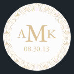 Deko Seigaiha Wedding Monogram Stickers<br><div class="desc">Elegantes,  Vintages,  inspiriertes Hochzeitsdesign von Shelby Allison. Sehen Sie sich die Deko Seigaiha Collection an,  um passende Artikel mit diesem Design anzuzeigen,  einschließlich Einladungen,  RSPp-Karten,  Aufkleber und vieles mehr.</div>