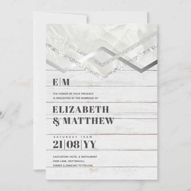 Deko Shabby Silver Minimalistische Typografie Hoch (Vorderseite)