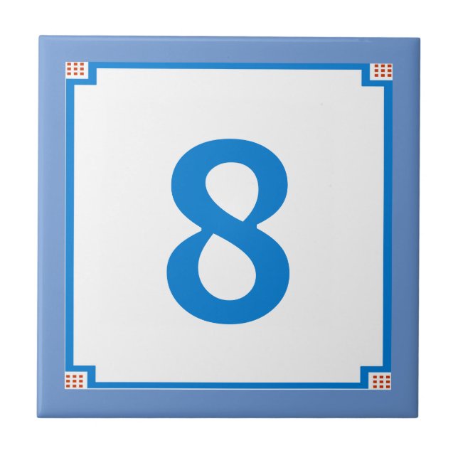 Deko Square Border, Blue Letter House Number Tiles Fliese (Vorderseite)