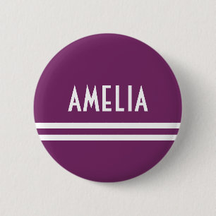 Deko Stripes Name Monogramm Weiß weich Lila Button