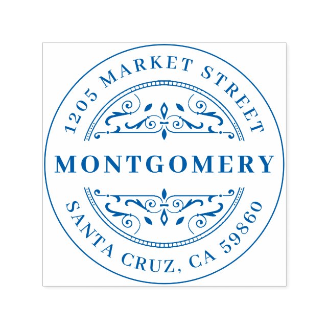 Deko Swirl Fett Familienname & Round Rücksendeadre Permastempel (Design)