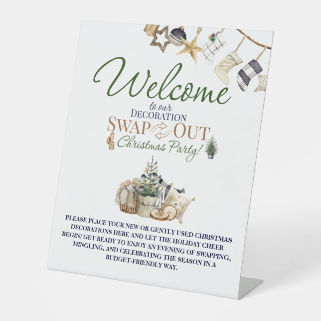 Dekoaustausch Weihnachtsabrechnung für Party aussc Sockelschild (Vorderseite)
