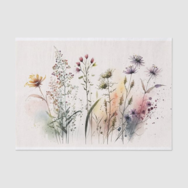 Dekodierung der französischen Aquarell-Wildblumen Seidenpapier (Vorderseite)