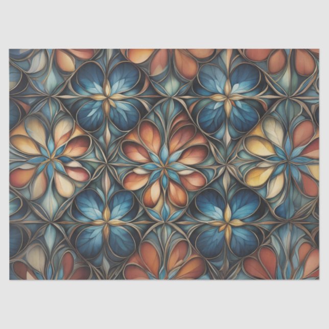 Dekodierung von Mustern mit bläsernen Farben Seidenpapier (Vorderseite)