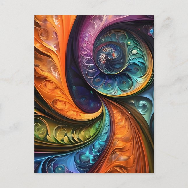 Dekokissen: fraktales modernes design, farbenfroh  postkarte (Vorderseite)