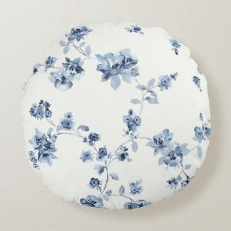Dekokissen mit blauem Blumem-Print
