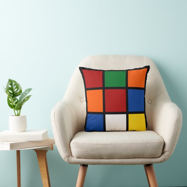 Dekokissen "Quadro" Rot & Orange (Stuhl )