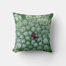 Dekokissen weiß s-Grüne Wildblüten mit Roter Mitte