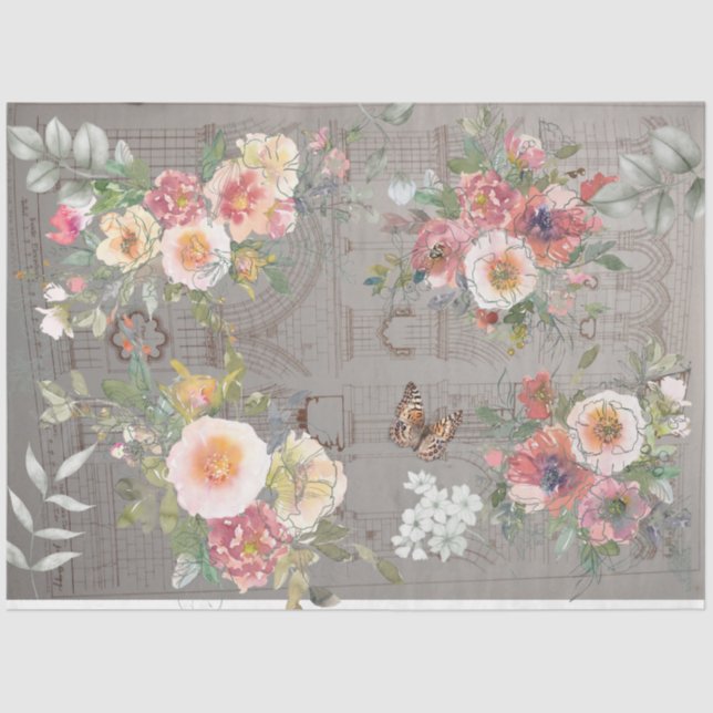 Dekopapier gotische Blumendesign Seidenpapier (Vorderseite)