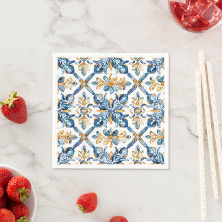 Dekor der blauen Fliesen Napkins Serviette
