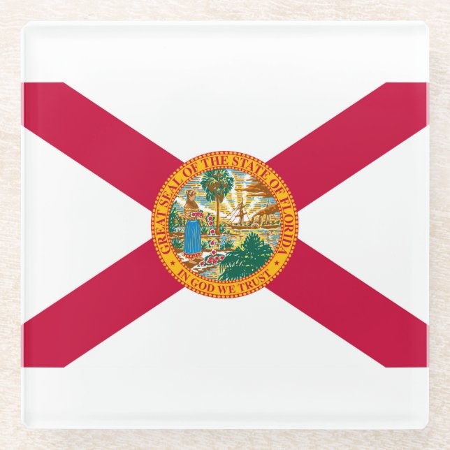 Dekor der Flaggengestaltung des Florida-Zustands Glasuntersetzer (Vorderseite)