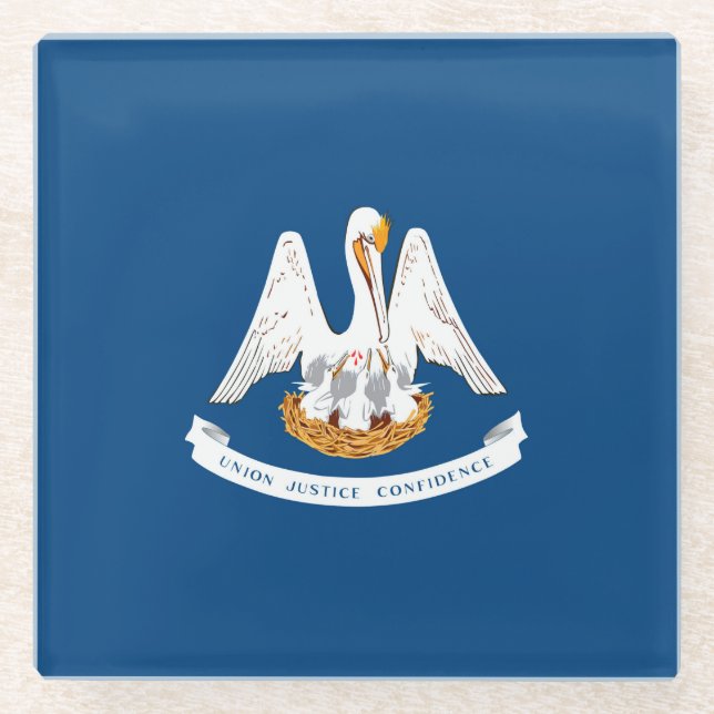 Dekor der Flaggengestaltung des Louisiana-Staates Glasuntersetzer (Vorderseite)