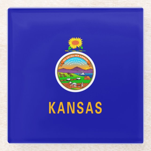 Dekor der Kansas-Staatsflagge Glasuntersetzer (Vorderseite)