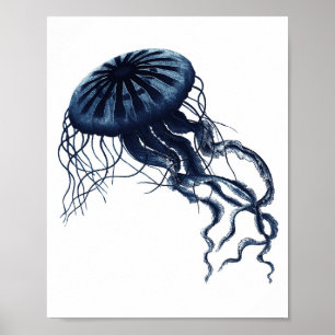 Dekor der Küste von Navy Blue Jellyfish Poster