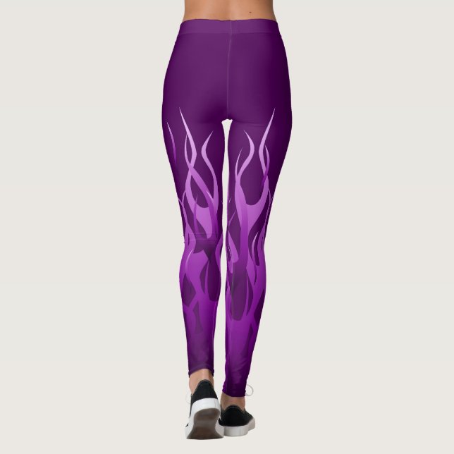 Dekor der Lila Racing Flames Leggings (Rückseite)