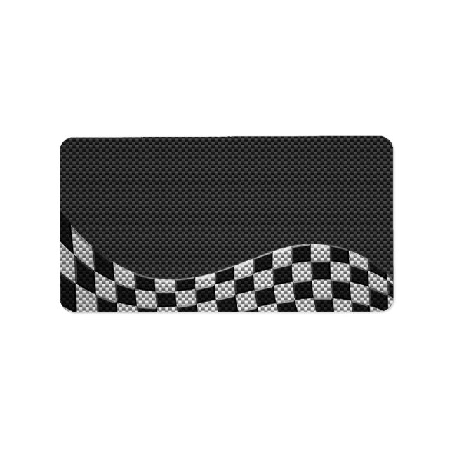 Dekor der Racing Flag Wave im Carbon Fibre-Stil Adressaufkleber (Vorne)