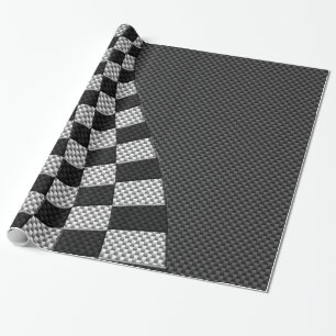 Dekor der Racing Flag Wave im Carbon Fibre-Stil Geschenkpapier