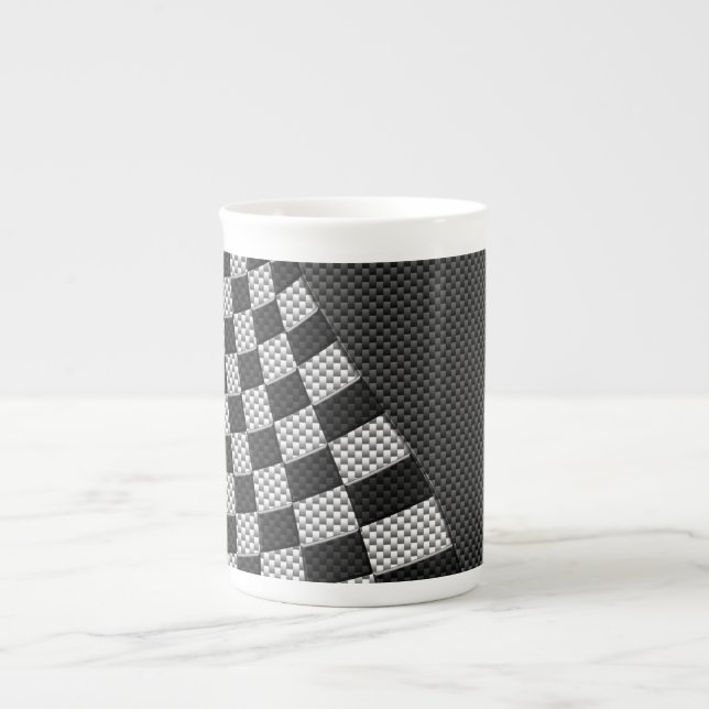 Dekor der Racing Flag Wave im Carbon Fibre-Stil Prozellantasse (Vorderseite)