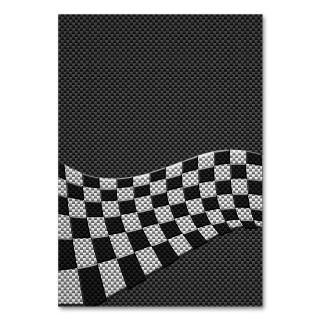 Dekor der Racing Flag Wave im Carbon Fibre-Stil Tischnummer (Vorderseite)